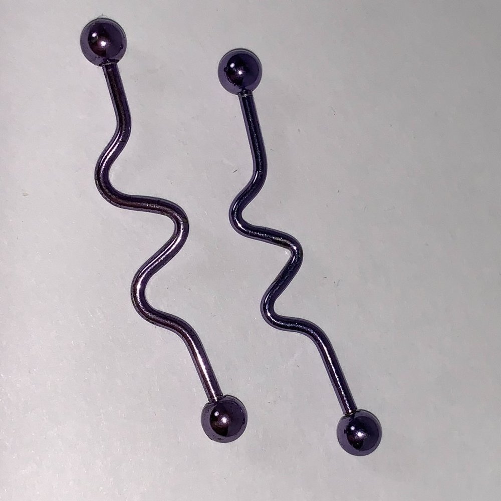 14 Gauge Purple Industrial Bar Squiggly Design